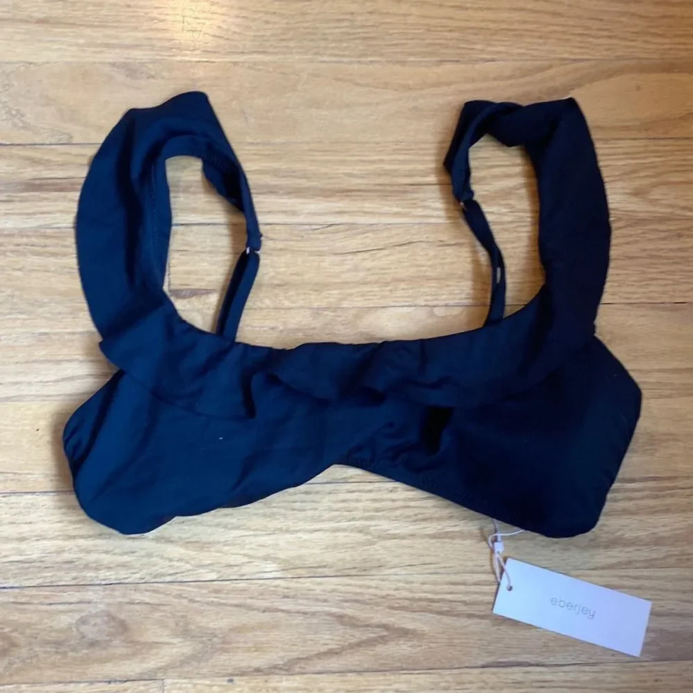EBERJEY bikini top black sz L “So solid Layla” in BLAK2 color NWT